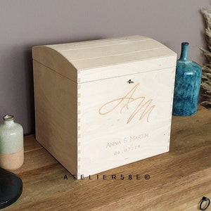 Houten bruiloft urn met gleuf en slot bruiloft souvenir doos