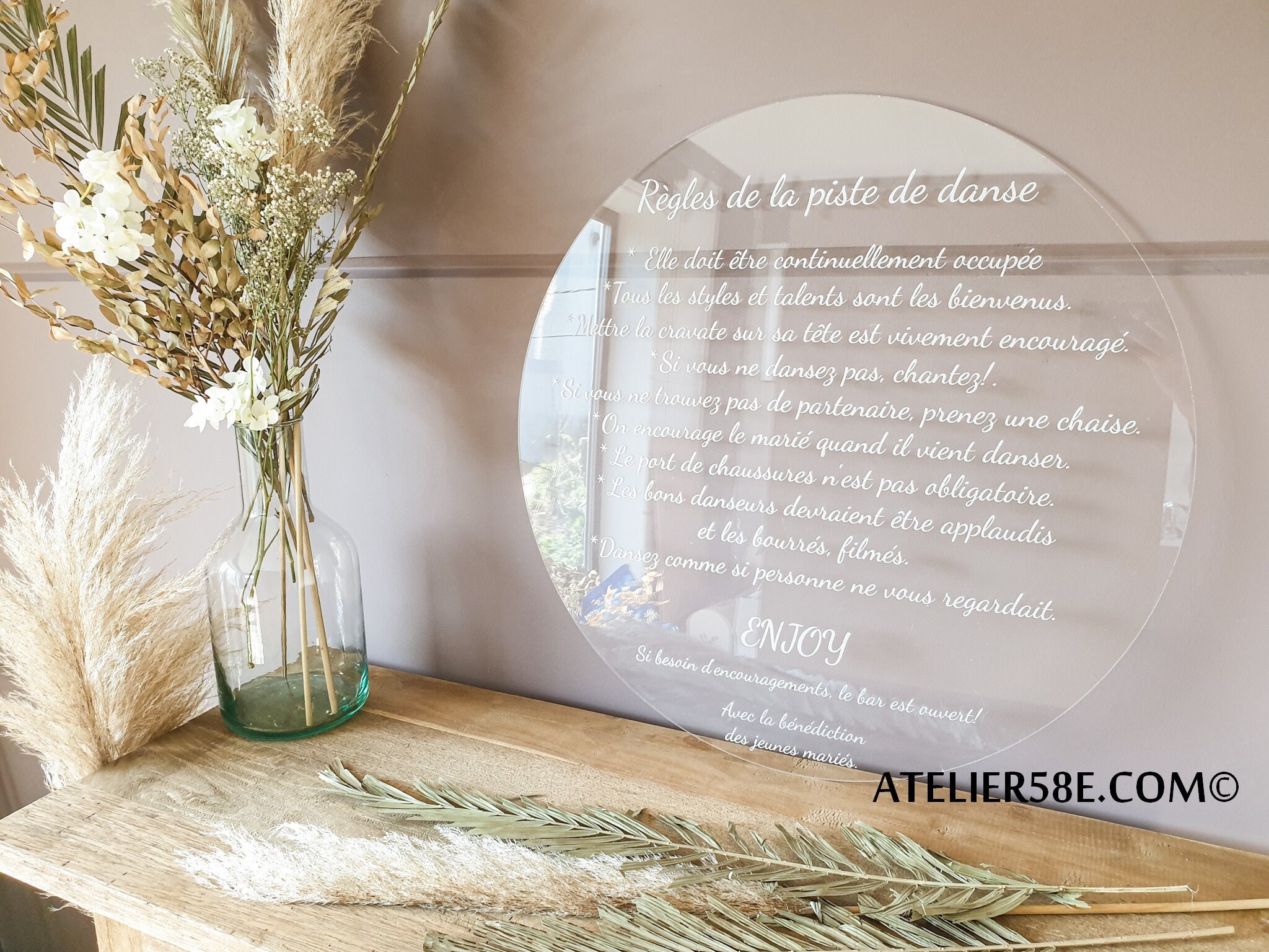 Pancarte transparente en acrylique plexiglas panneau bienvenue à notre  mariage texte personnalisable avec prénoms des mariés et date -  France