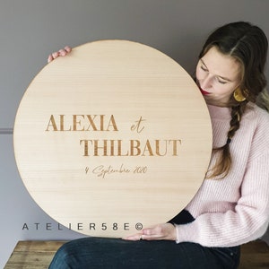 Hochzeits-Willkommensschild rundes Hochzeitsschild aus Holz 60 oder 90 cm