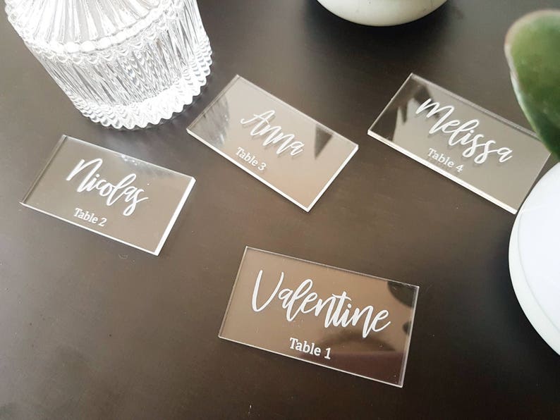 Marque place 20 nom en acrylique pour mariage baptême - Etsy France