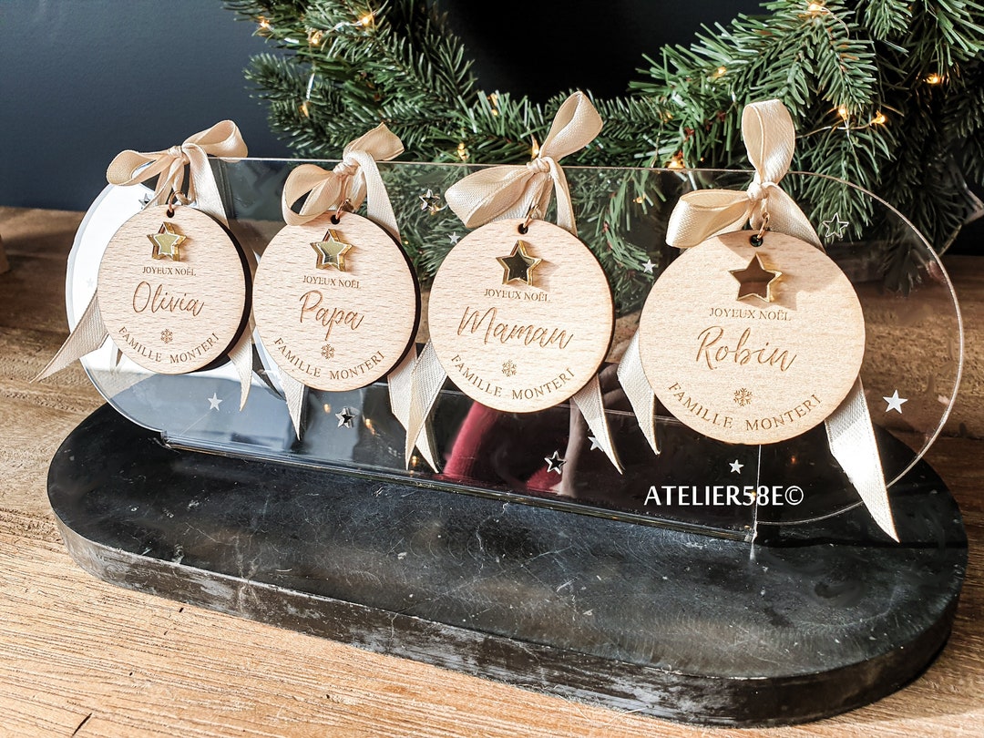 Ornement De Noël Personnalisé Pour Sapin - Ajoutez Vos Prénoms En Acrylique - Décoration Familiale Unique