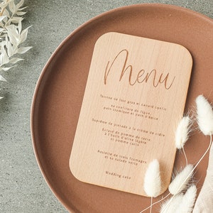 Gepersonaliseerd houten trouwmenu voor landelijke bruiloft (5 stuks) - LUBA