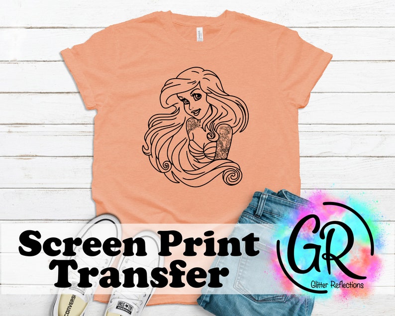 Mermaid Screen Print Transfer Ariel Inspired Disney Etsy