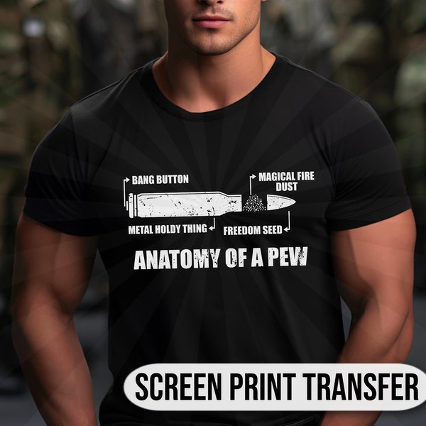 Anatomy Of A Pew| Screen Print Transfer| Ready To Make| Ready To Transfer| Ready To Press| Anatomy Of A Bullet| Shirt Transfer| Grunt
