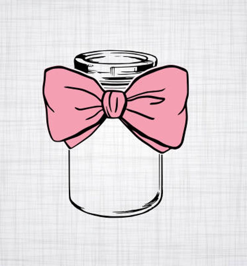 Download Mason Jar SVG Mason jar with bow Cricut Cut File Cameo Cut | Etsy