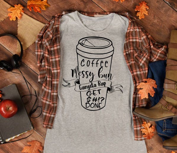 Coffee SVG Messy Bun SVG Cut File Vector Cricut Cameo | Etsy