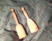 2 Antique Kitchen Tools Wood Mallet, Masher Pestle