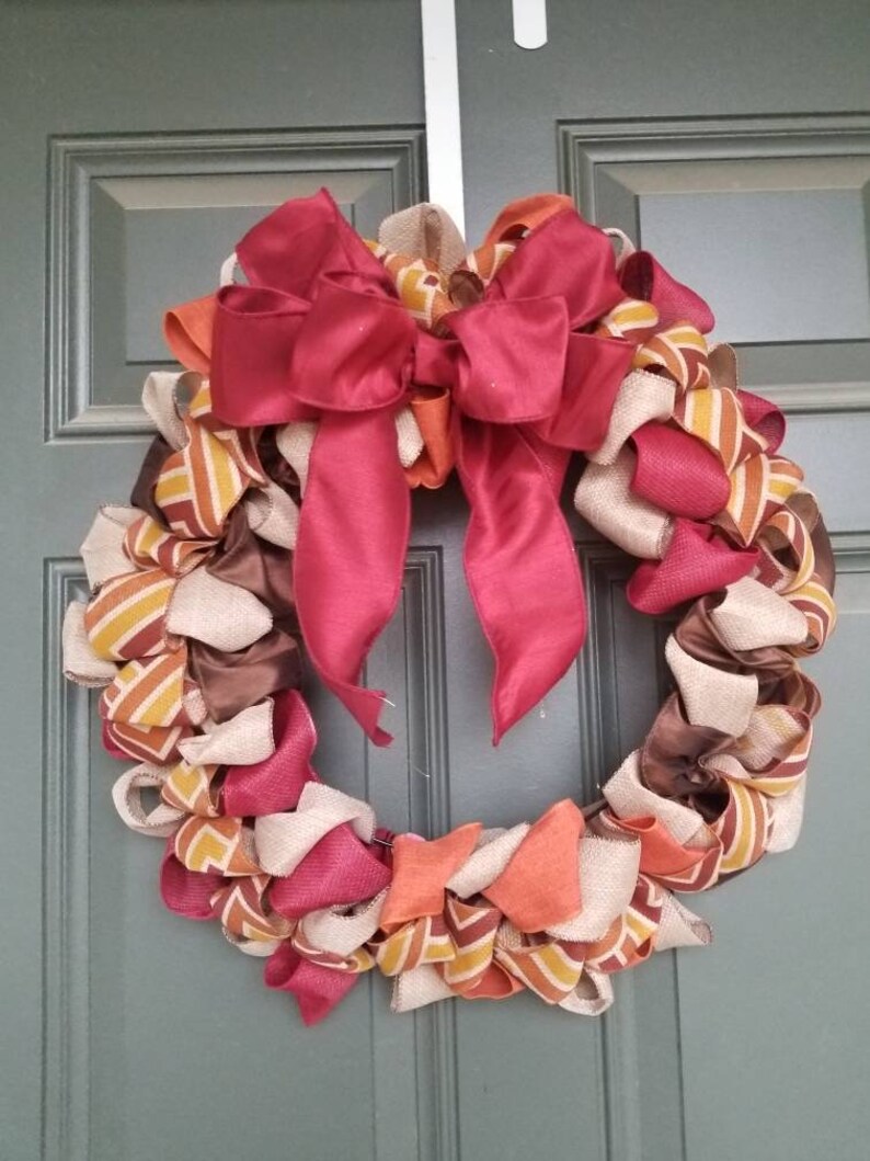 Front Door Wreaths Thanksgiving Wreath Front Door Decoration Outdoor Wreath Fall Decor Fall Wreath Chevron Wreath