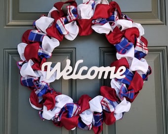 Patriotic Decor, Patriotic Door Hanger, Patriotic Wreath, Americana Wreath, Memorial Day Wreath, Veteran's Day Wreath, American Flag Wreath