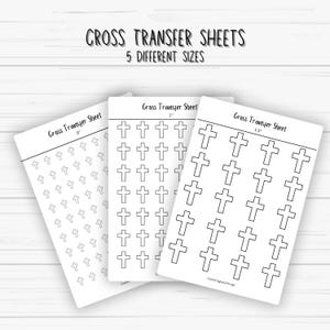 Könnte beinhalten: Fünf bedruckbare Kreuz-Transferbögen in verschiedenen Größen: 1,25 cm, 2,5 cm, 3,75 cm, 5 cm und 6,25 cm. Jedes Blatt ist mit Umrissen von Kreuzen gefüllt.