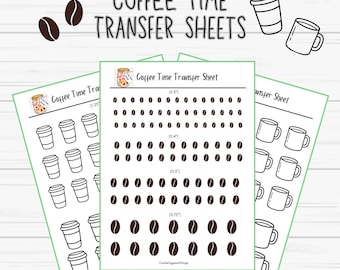 Koffiebonenbeker Royal Icing Transfer Sheets (digitale download)