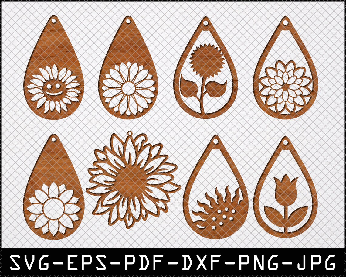 Sunflower Earring Svg Sunflower Earring Stacked Earring Etsy