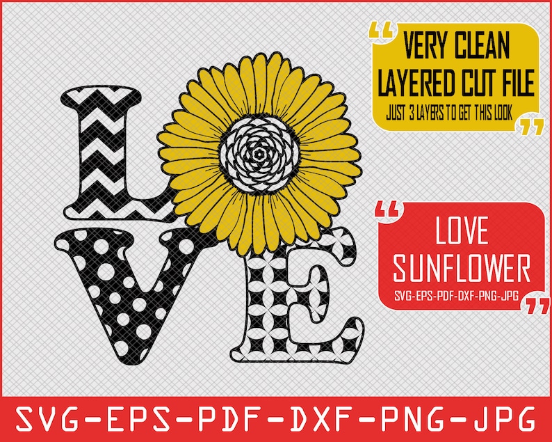 Download Sunflower Love Svg Sunflower Layered Trendy Svg Peace Love ...