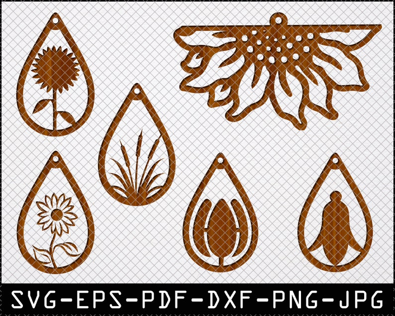 Sunflower Earring Svg Sunflower Earring Stacked Earring | Etsy