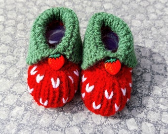 Sweet Baby shoes - strawberry - Strawberry Shoes-handknitted and new