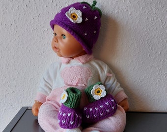 set bambino lavorato a maglia BLACKBERRY 0-3 mesi cappello bambino scarpine primo set set bambino ragazza set mora fotografia bambino regalo mora