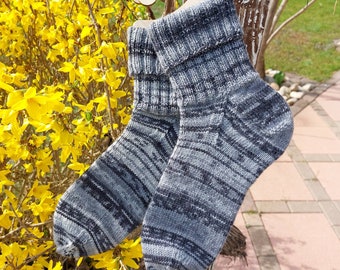 gestrickte Herrensocken Größe 42/43 Männersocken Stricksocken Herren Wollsocken Herren Kuschelsocken Herren Geschenk Mann Geburtstag Mann