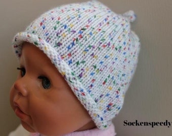 knitted baby hat with knot - 0-3 months winter hat baby transition hat baby gift birth baptism baby shower gift girlfriend baby