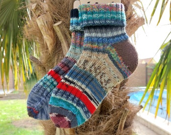 knitted Socks/ wool socks/ ladies socks - sock size 36/37 - hand knitted - NEW --Scrappy-Socks