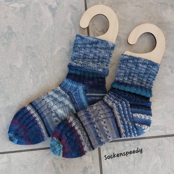 knitted Socks/ wool socks/  scrappy-socks  - sock size 42/43 - hand knitted - NEW