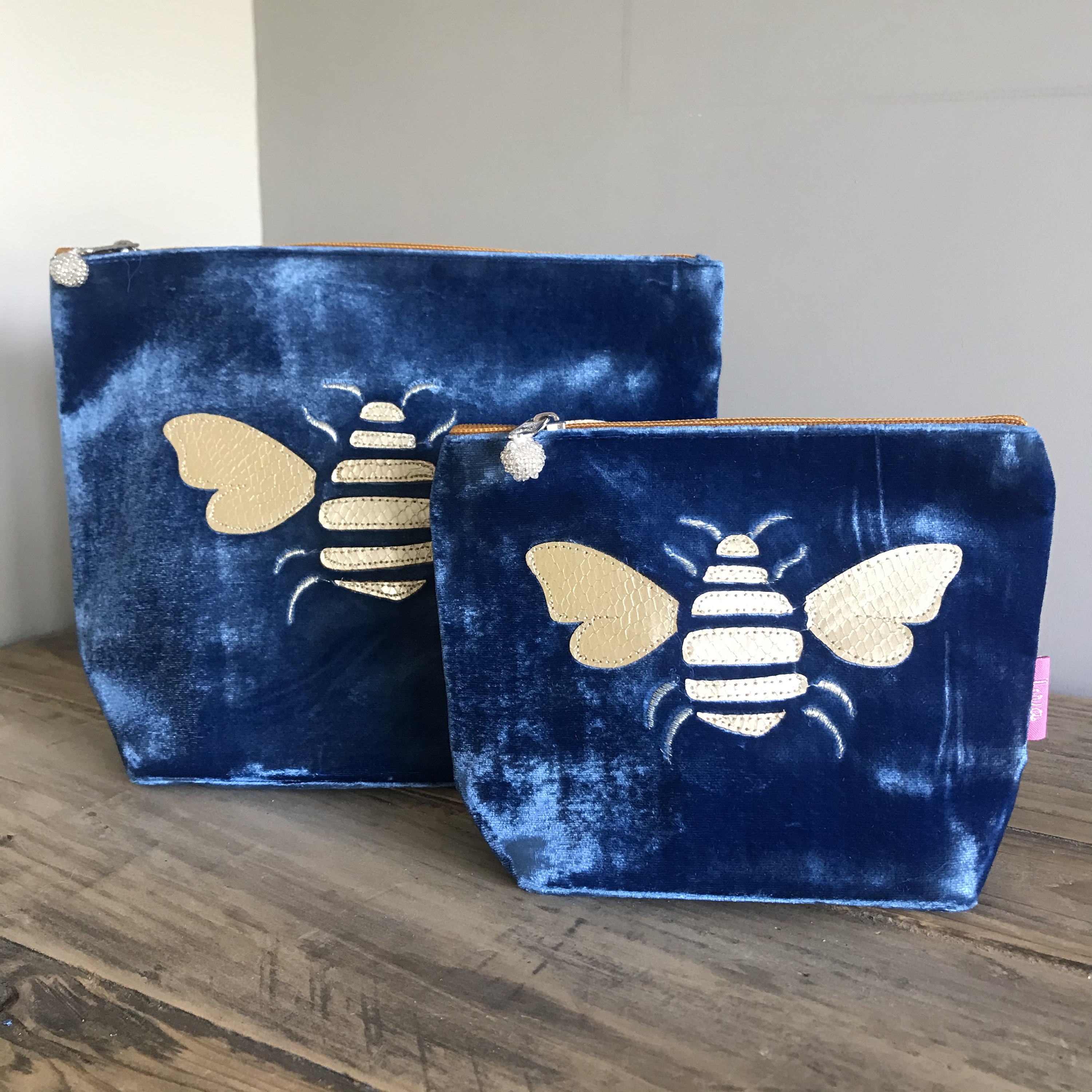 Velvet Makeup bag with bee Etsy