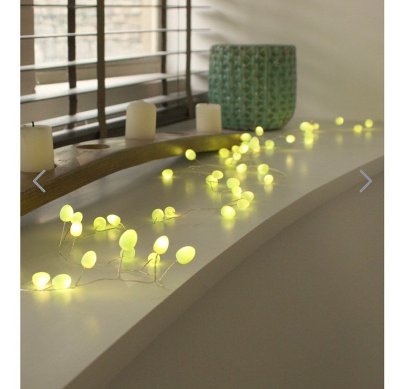 White or green or peach opaque teardrop fairy lights image 9