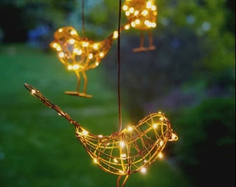 Garden hanging robin  - boxed gift bird, garden light gift, garden gift light up robin LED garden present