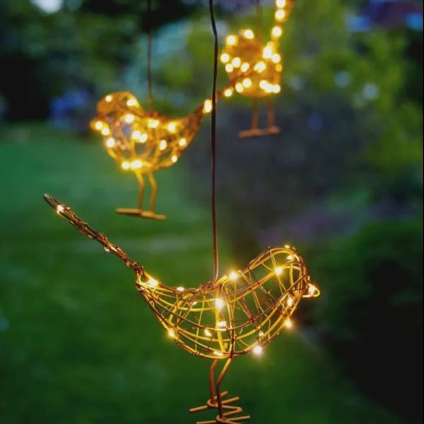 Garden hanging robin  - boxed gift bird, garden light gift, garden gift light up robin LED garden present