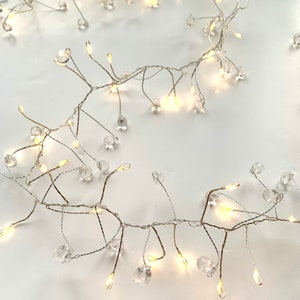 Warm white Crystal cluster fairy lights - battery or mains