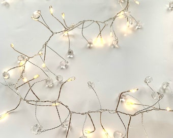 Warm white Crystal cluster fairy lights - battery or mains