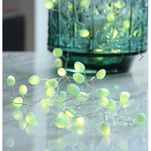 White or green or peach opaque teardrop fairy lights mint green