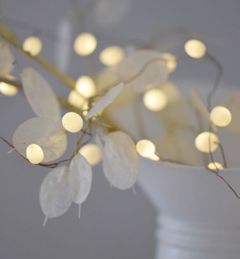 White or green or peach opaque teardrop fairy lights image 6