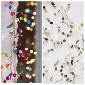 Silver/Gold or Multi coloured Confetti style fairylights - battery and mains confetti light