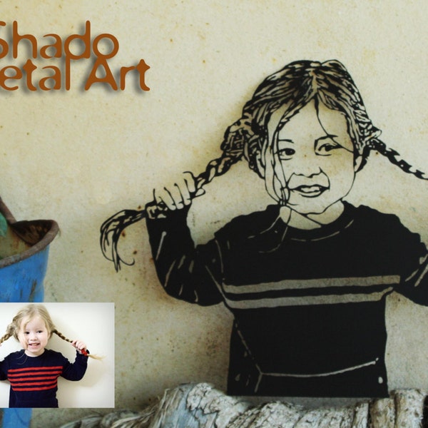 Arte de pared de metal personalizado, arte de metal cortado con láser, regalos de cumpleaños para mamá, retrato personalizado, trabajo de arte en metal