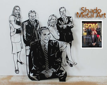 Custom Metal Wall Art, Laser Cut Metal Art Wall Decor, Personalized Office decor, 10 Year Anniversary Gift For Her, Custom Family Portrait