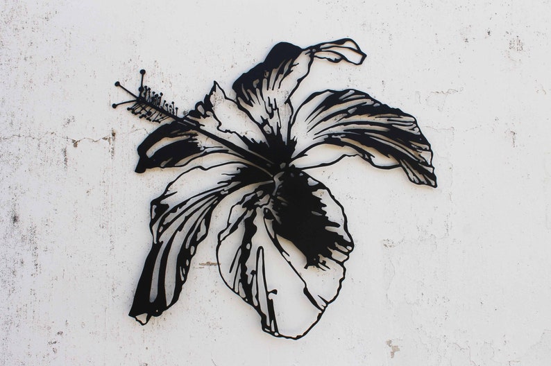 Hibiscus Art Flower Wall Art 2D Metal Artwork Floral Art Etsy