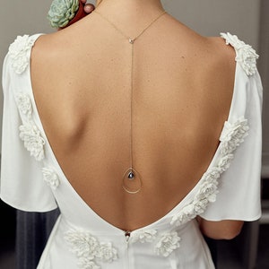 Joya de espalda de la novia, Lila, joyería sin respaldo, azul, collar de espalda de la novia, joyería de novia azul, colgante de espalda, Boho, accesorio de novia azul
