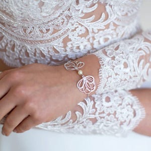 Boho leaf bridal bracelet, Palermo, Golden wedding bracelet, silver bridal bracelet, bridesmaid gift.