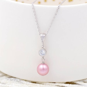 Pearl bridal necklace, Manohé, Pearl bridal necklace, Pink, pink wedding jewelry, Old pink, rhinestone necklace, Bridal pearl necklace, France