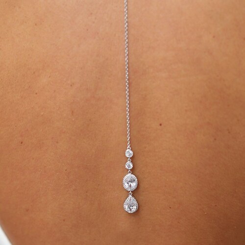 Rose Gold Bridal Necklace Backdrop Wedding Necklace Back Etsy