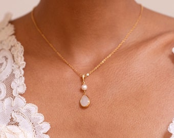Pearl wedding necklace, Penny, pearl solitaire necklace, Ivory pearl bridal necklace, Wedding jewelry, bridal pearl, wedding pearl necklace.