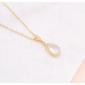 Bridal necklace, Charlotte, golden drop wedding jewelry, pendant bridal necklace, wedding jewelry, blue wedding pendant, peach wedding jewelry