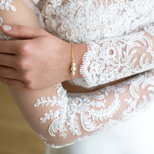 Pearl bridal bracelet, Camillia, Rose gold wedding bracelet, ivory pearl bridal gift, Pearl bridal bracelet