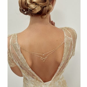 Bridal back necklace, back jewelry, Léandra dress jewelry, back jewelry, Bridal jewelry, Drop back jewelry, Backless dress jewelry, Bride