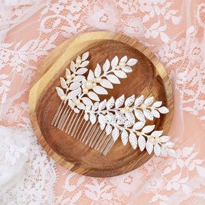 Wedding comb, bridal comb, Héléna, boho comb hair jewelry, leaves, bridal leaf comb, wedding leaves, head accessory image 1