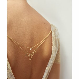 Bridal back necklace, dress jewelry to sew, Leandra dress jewelry, back jewelry, bridal jewelry, drop back jewelry.