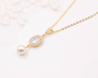 Collier mariée doré, Mathilde, Collier mariée perle , Collier mariée rose gold, Collier mariée strass, Collier mariée rose gold, bijoux