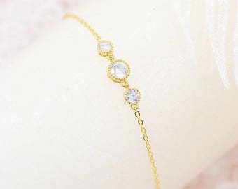 Cz bridal bracelet, Esmée, Silver bridal bracelet, Rose gold wedding jewelry, Bridal accessories, Rose gold wedding bracelet, French