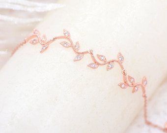 Vine bridal bracelet, leaves, Betina, rose gold bridal bracelet, silver bridal bracelet, romantic, gold, boho wedding jewelry, jewelry