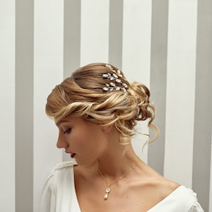 Bridal bun pick, Faith, Bridal bun picks, wedding hairstyle, boho bridal hairstyle, rhinestone bun pick, blue, bun pick